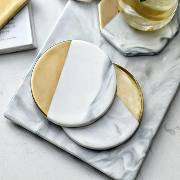 Gold Plated Marble Coasters