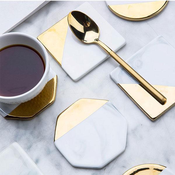 Gold Plated Marble Coasters