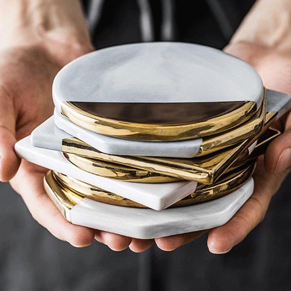 Gold Plated Marble Coasters