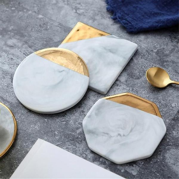 Gold Plated Marble Coasters