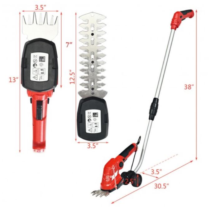 7.2V Cordless Grass Shear with Extension Handle