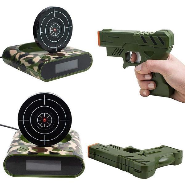 Gun and Target Recordable Alarm Clock