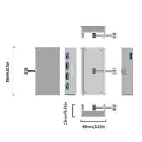Thumbnail for 4 Port Clip-Type USB 3.0 Aluminum Hub