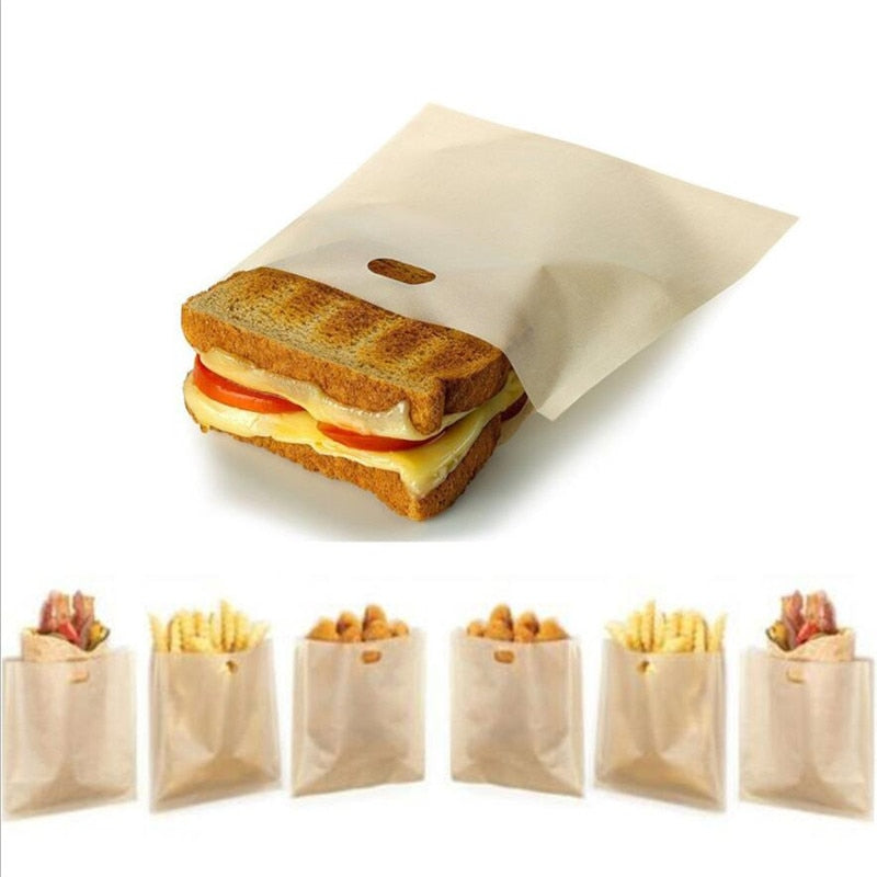 5pcs/set Toaster Bag Non-stick Bread Bag Reusable Sandwich Bag Glass Fiber Toast Microwave Oven Heating Pastry Tool