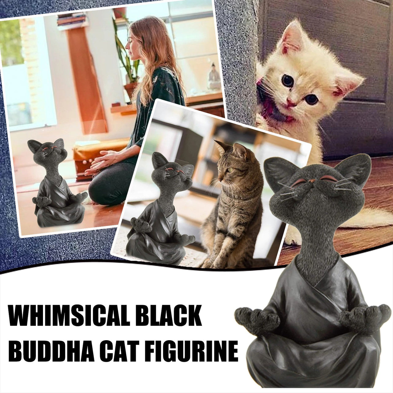 Whimsical Buddha Cat Figurine