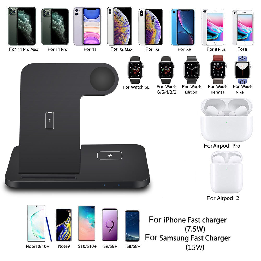 3 in 1 Wireless Charger For AirPods Pro Apple Watch 7 SE 15W Fast Charging Stand