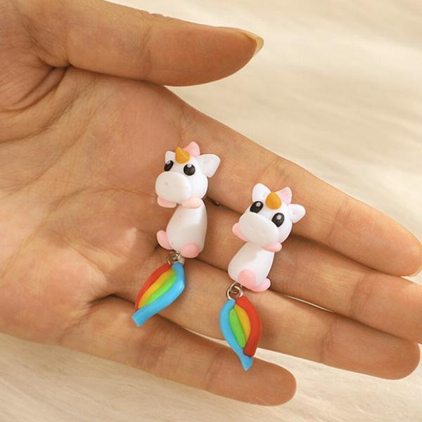 Handmade Rainbow Tail Unicorn Earrings
