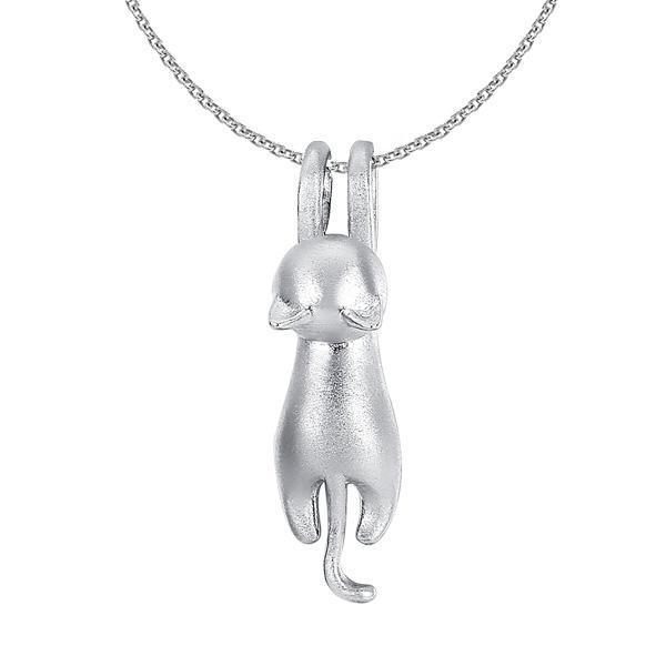 Hanging Cat 925 Silver Necklace