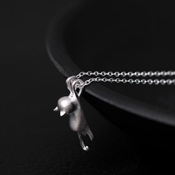 Hanging Cat 925 Silver Necklace