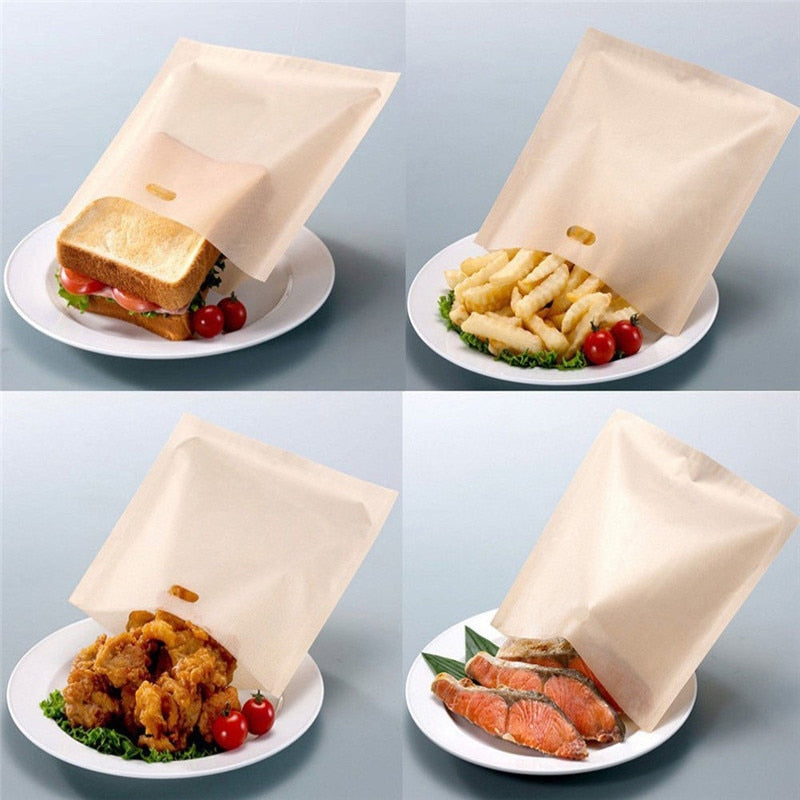 5pcs/set Toaster Bag Non-stick Bread Bag Reusable Sandwich Bag Glass Fiber Toast Microwave Oven Heating Pastry Tool