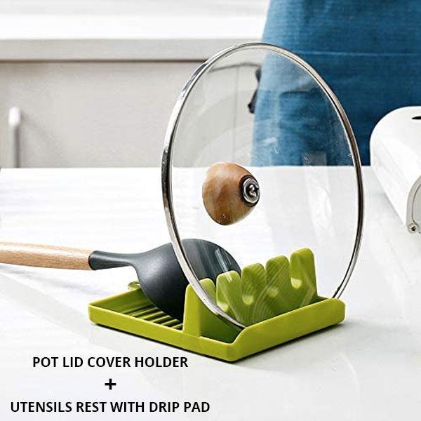 Kitchen Utensil Rest And Cover Lid Holder