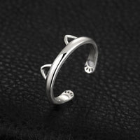 Thumbnail for Kitty Ear Paw Hug 925 Silver Ring