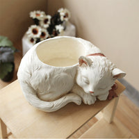 Thumbnail for Creative Bonsai Cute White Cat Resin  Flower Pot