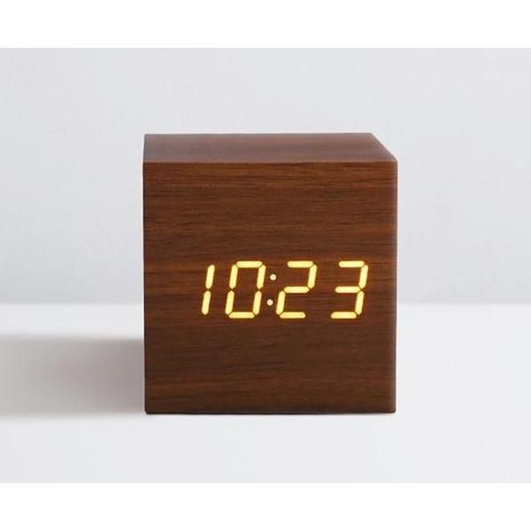 LED Wooden Cube Alarm Clock