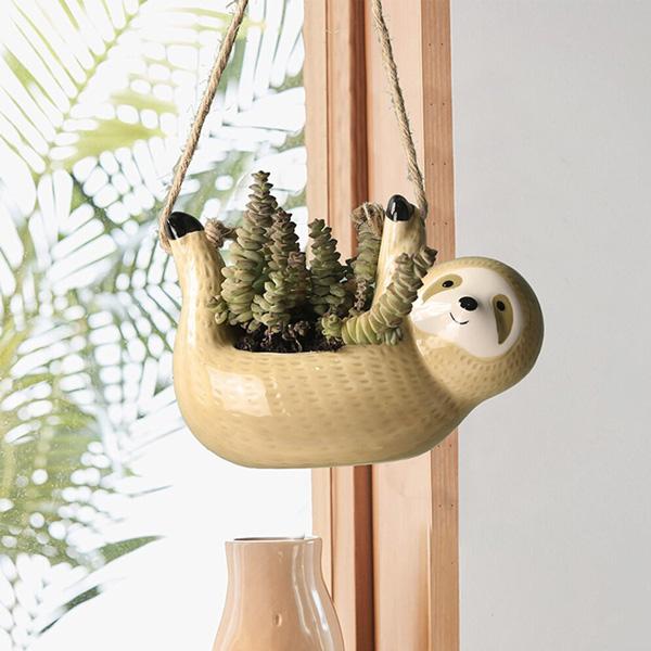 Lazy Sloth Hanging Planter Pots