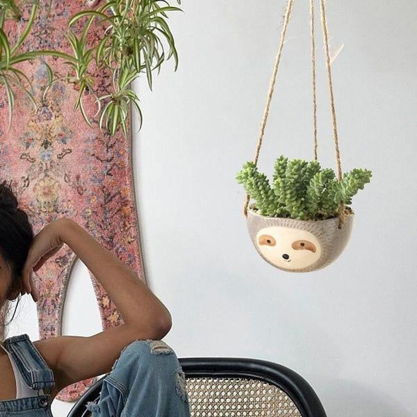 Lazy Sloth Hanging Planter Pots