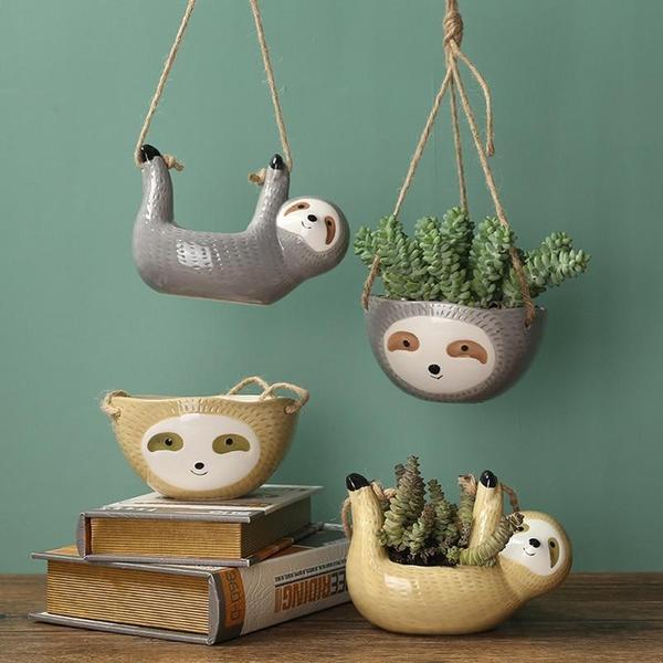 Lazy Sloth Hanging Planter Pots