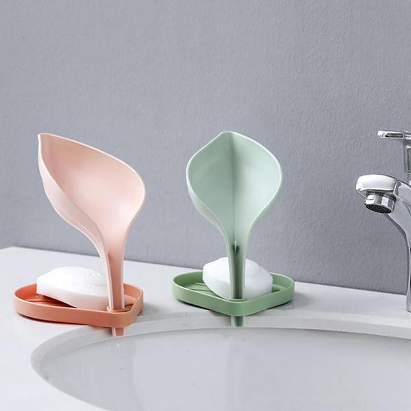 Leaf Shaped Self-Draining Sponge And Soap Dish