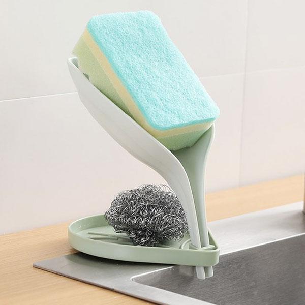 Leaf Shaped Self-Draining Sponge And Soap Dish