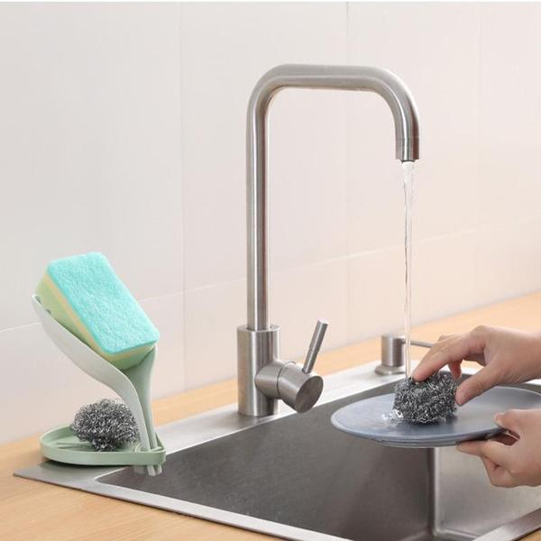 Leaf Shaped Self-Draining Sponge And Soap Dish