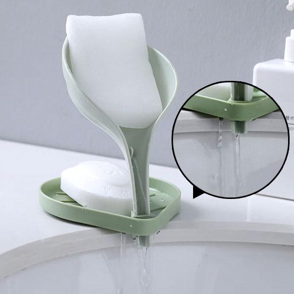 Leaf Shaped Self-Draining Sponge And Soap Dish