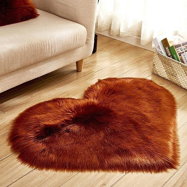 Love Heart Shaped Faux Sheepskin Fur Rug