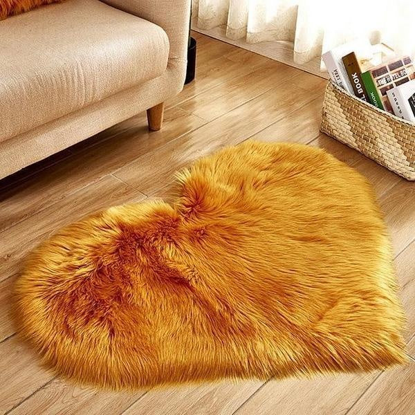 Love Heart Shaped Faux Sheepskin Fur Rug