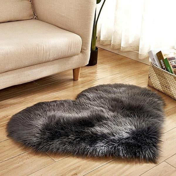 Love Heart Shaped Faux Sheepskin Fur Rug