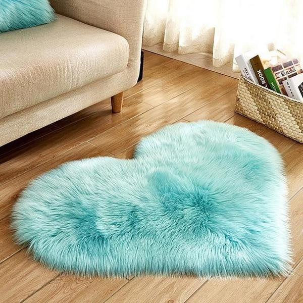Love Heart Shaped Faux Sheepskin Fur Rug
