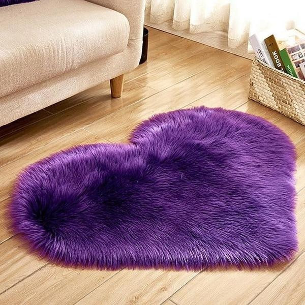 Love Heart Shaped Faux Sheepskin Fur Rug