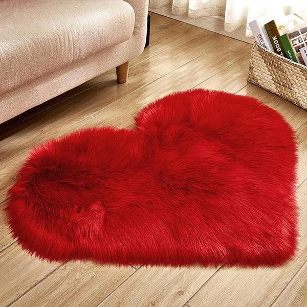 Love Heart Shaped Faux Sheepskin Fur Rug