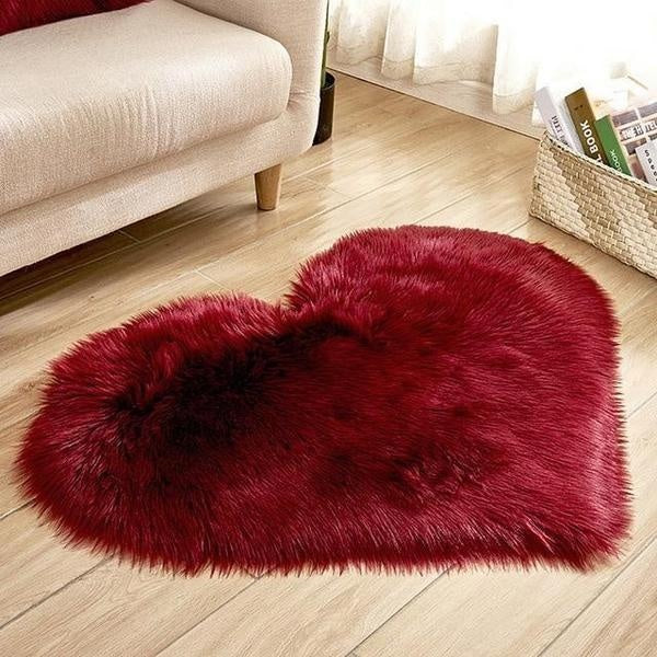 Love Heart Shaped Faux Sheepskin Fur Rug