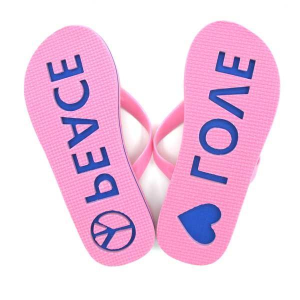 Love Peace Imprint Flip Flops