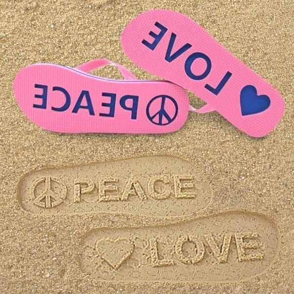 Love Peace Imprint Flip Flops