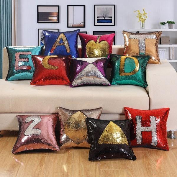 Mermaid Two Tone Sequin Pillow Cover