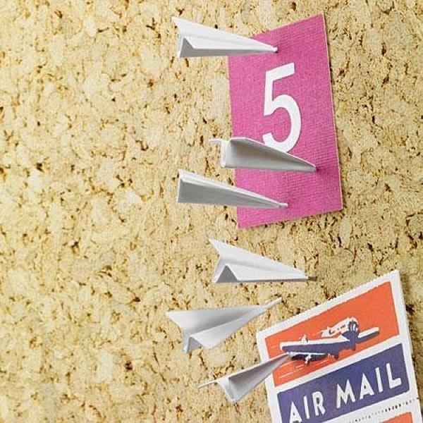 Metal Paper Airplane Push Pins (Set of 6)