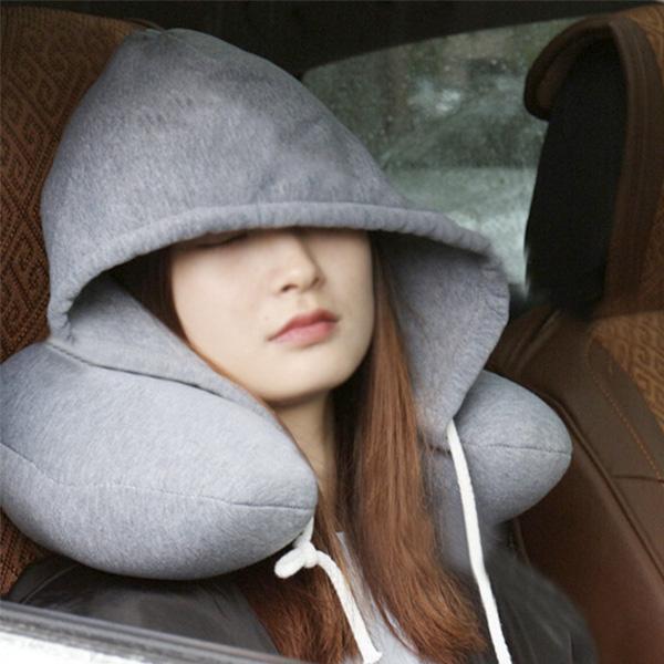 Microbeads Hoodie Travel Neck Pillow