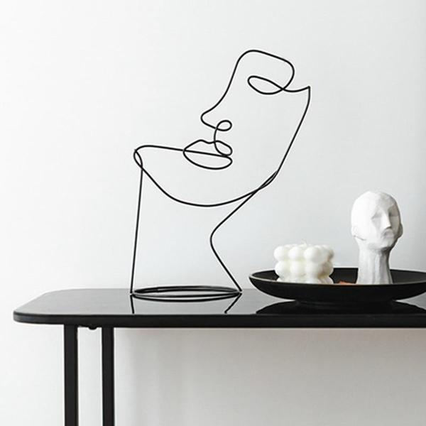 Modern Abstract Single Line Face Head Decorative Art