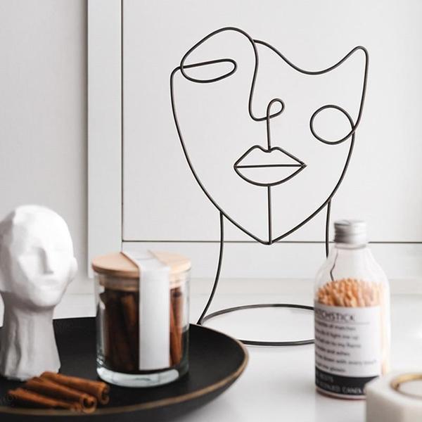 Modern Abstract Single Line Face Head Decorative Art