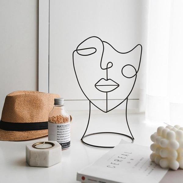 Modern Abstract Single Line Face Head Decorative Art