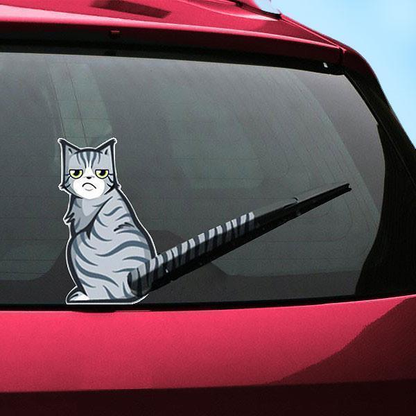 Moving Tail Kitty Car Decal