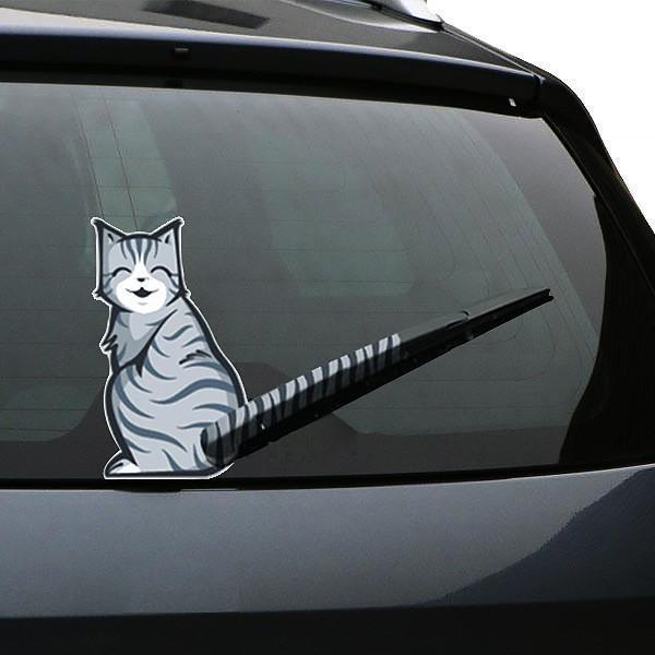 Moving Tail Kitty Car Decal