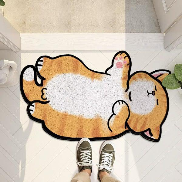 Napping Ballsy Cat Non-Slip Doormat Rug