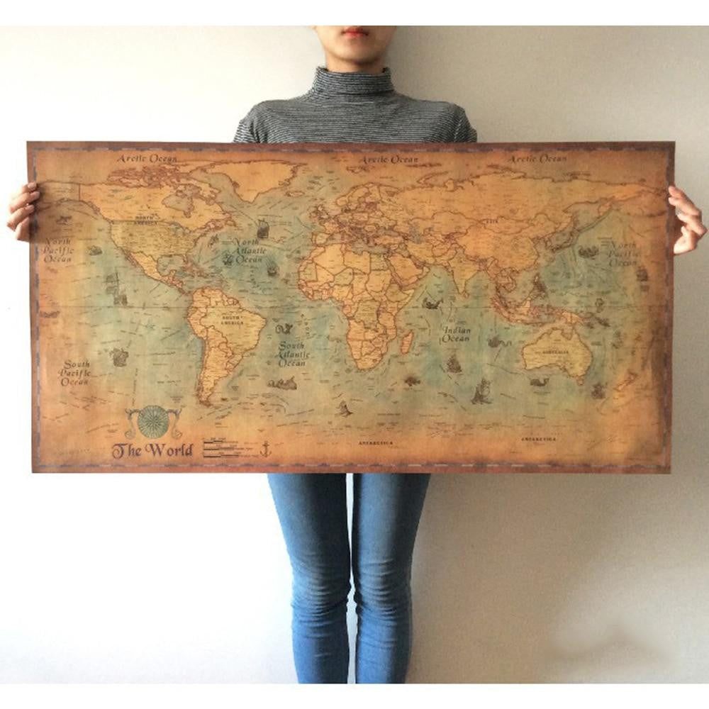 Ocean Sea Vintage World Map - PeekWise