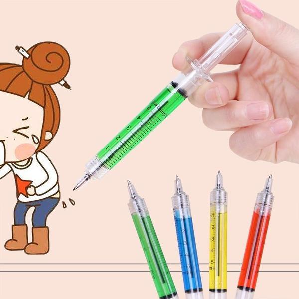 Novelty Injection Syringe Shaped Pen (Set of 4)