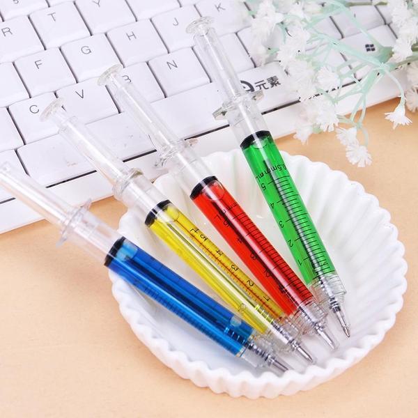 Novelty Injection Syringe Shaped Pen (Set of 4)