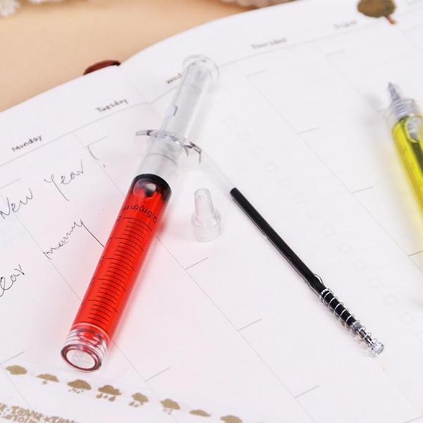 Novelty Injection Syringe Shaped Pen (Set of 4)