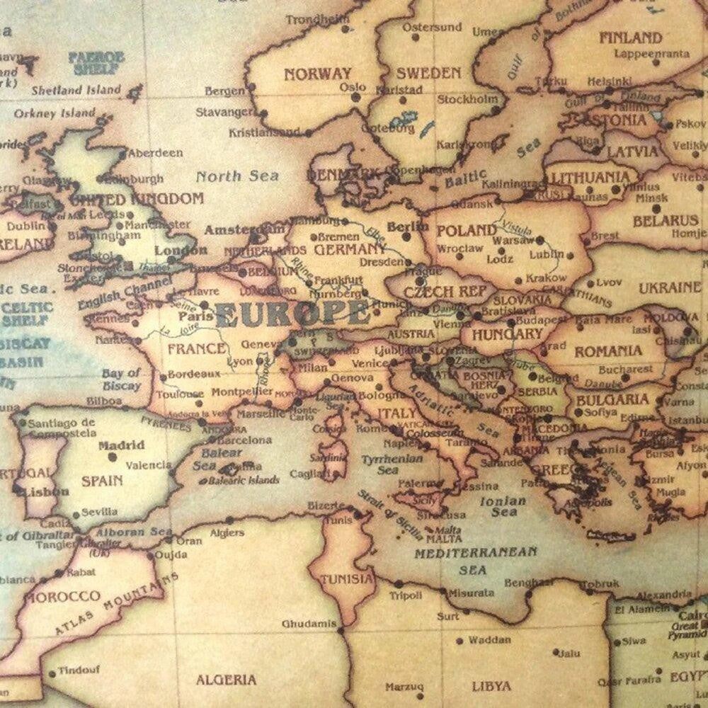 Ocean Sea Vintage World Map - PeekWise