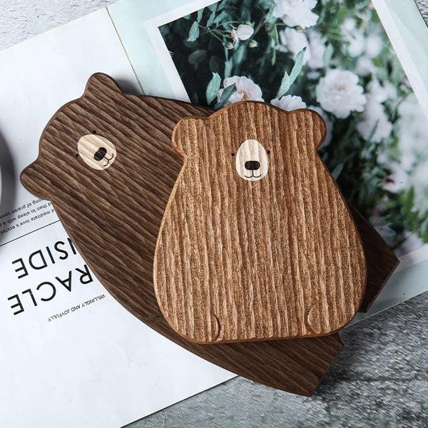 Papa Baby Mama Bear Wooden Serving Plate Cutting Board