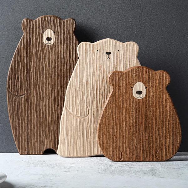 Papa Baby Mama Bear Wooden Serving Plate Cutting Board